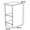 Meuble bas de cuisine contemporain 1 porte chêne brossé/blanc mat Thiva