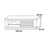 Meuble TV design laqué blanc avec éclairage 150 cm Roselia