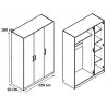 Armoire contemporaine 3 portes chêne gris Ismael
