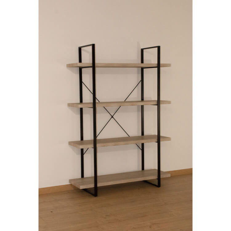 Etagère en métal noir et bois 4 étages Chelby