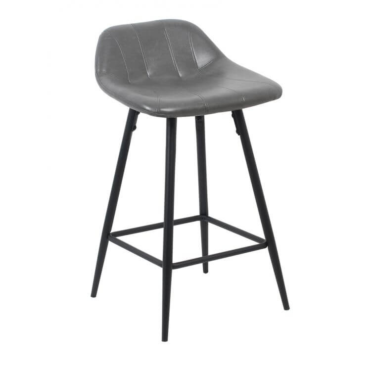Tabouret de bar design en PU gris (lot de 2) Mattie II