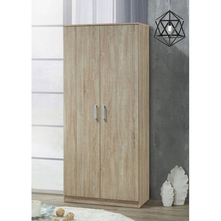 Armoire contemporaine en bois coloris chêne clair 2 portes Océane II