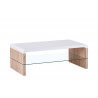Table basse contemporaine bois et verre chêne clair/blanc Katia
