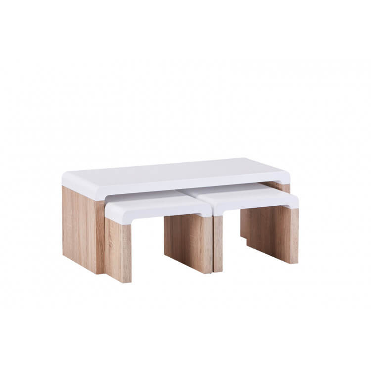 Table basse contemporaine chêne clair/blanc Katia II