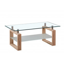 Table basse design verre et bois coloris chêne Andora