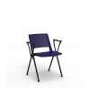 Chaise d'accueil métal noir et PVC bleu Samantha