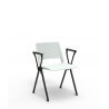 Chaise d'accueil métal noir et PVC blanc Samantha