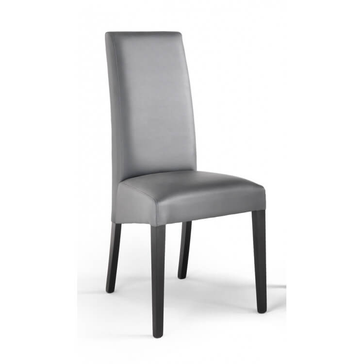 Chaise De Salle A Manger Contemporaine Pu Gris Clair Pieds Wenge