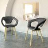 Chaise d'accueil design bois et tissu noir (lot de 2) Rocamadour
