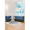 Fauteuil design 1 place en tissu beige/bleu Jordana