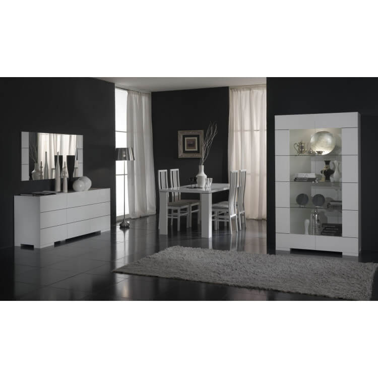 Salle à manger design coloris blanc brillant Floriance IV