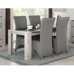 Table de salle à manger contemporaine coloris chêne gris Talisman