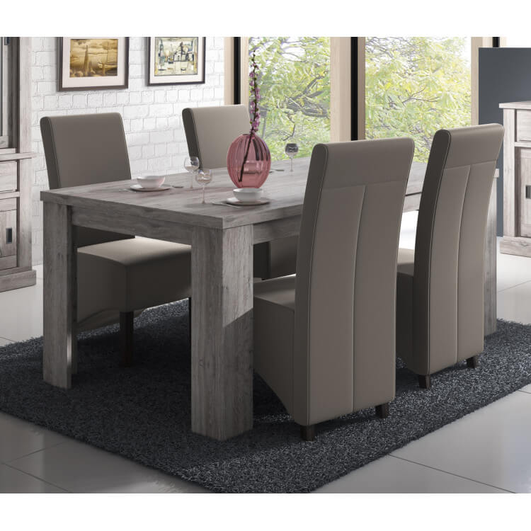 Table de salle à manger contemporaine chêne clair Antonia