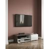 Meuble TV design gris/blanc/blanc laqué Paco