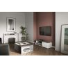 Meuble TV design gris/blanc/blanc laqué Paco