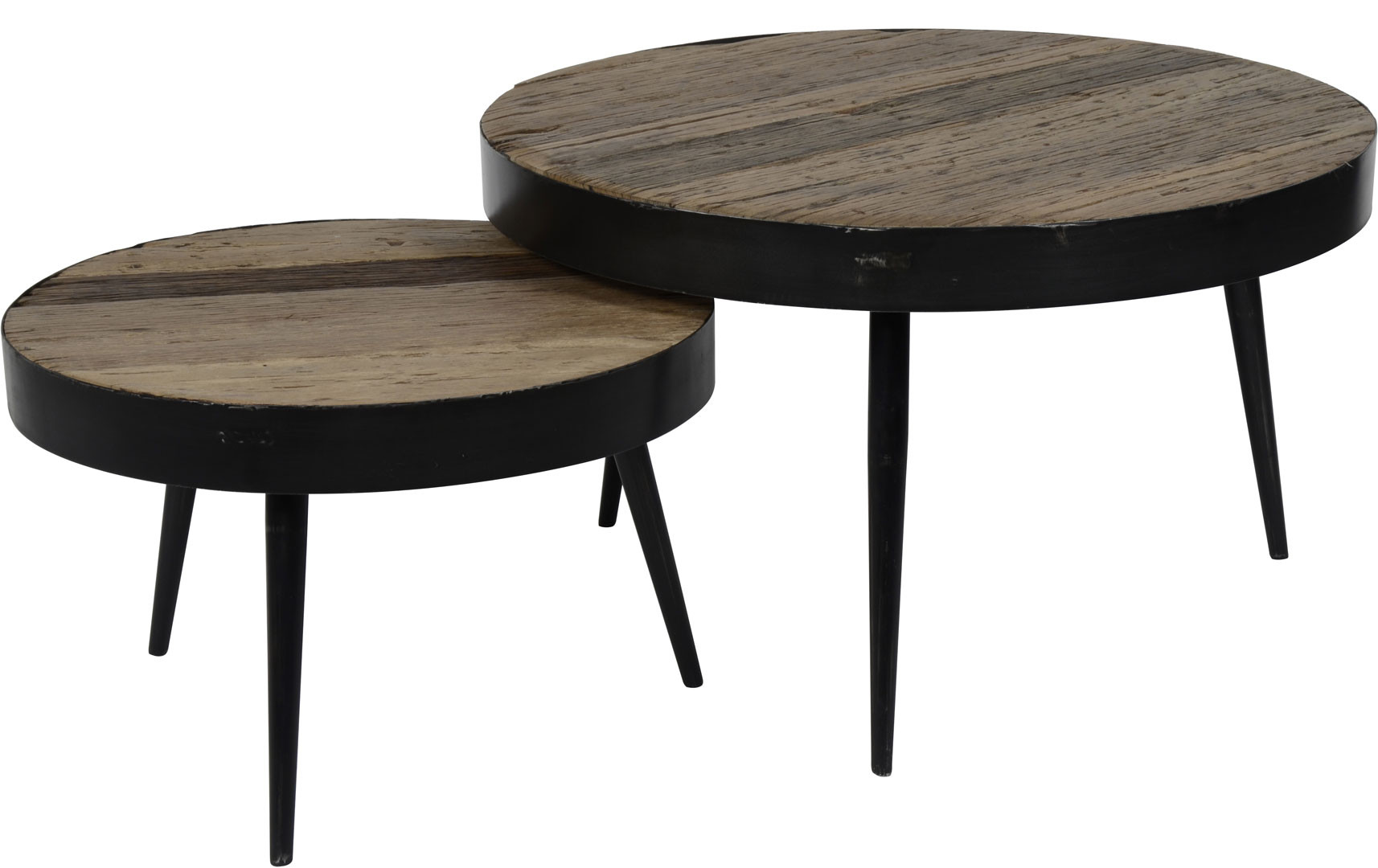 Set De 2 Tables Basses Rondes Scandinaves Imbriquables – Bois Clair, Gain De Place, Salon, Coin Détente