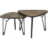 Ensemble de 2 tables basses vintage en bois massif et métal noir Olivier