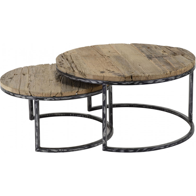Set De 2 Tables Basses Rondes Imbriquables En Bois - Design Scandinave, 76x76cm & 40x40cm