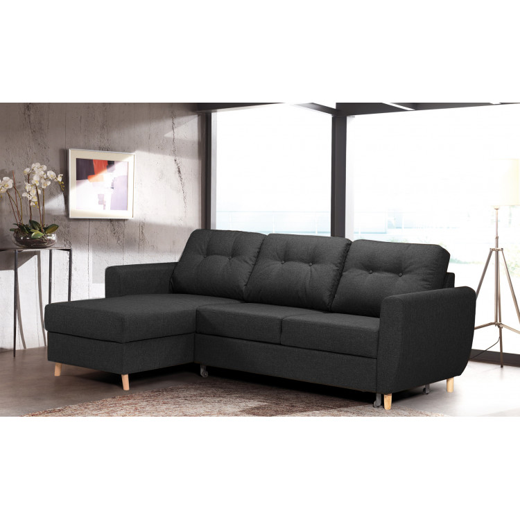 Canapé d'angle convertible contemporain en tissu Derek