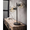 Lampe de table vintage 2 sphères en métal noir et verre Noemie
