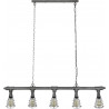 Suspension industrielle en métal gris ancien 5 lampes Marion