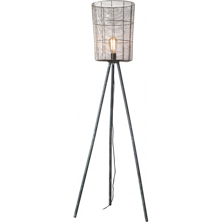 Lampadaire rustique en bois et métal gris Elsa