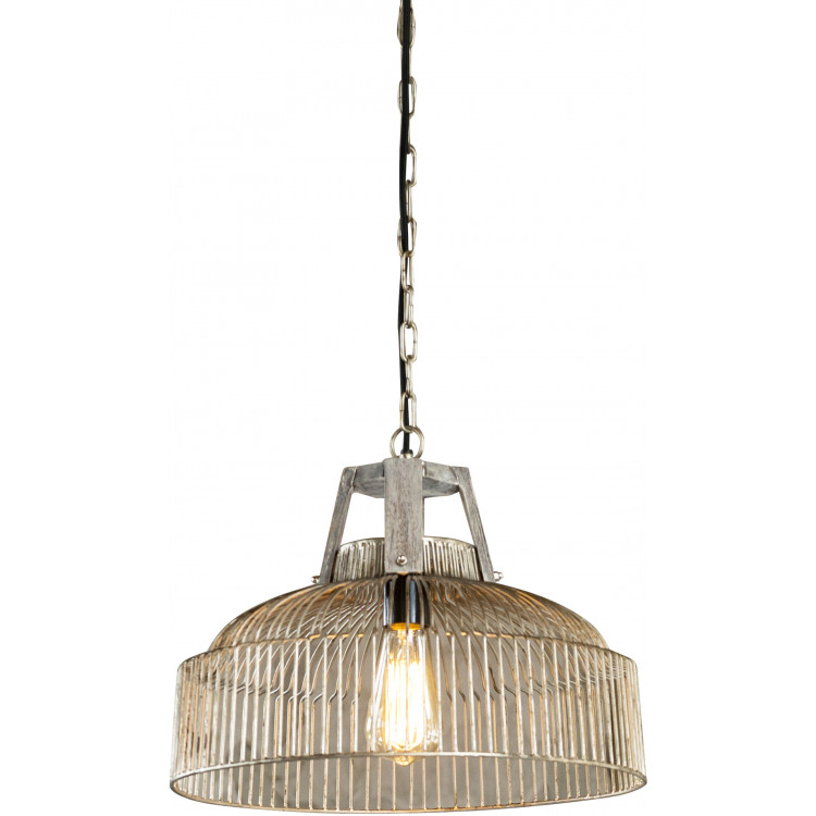 Supension rustique en métal et support en bois Ø 40 cm Josephine