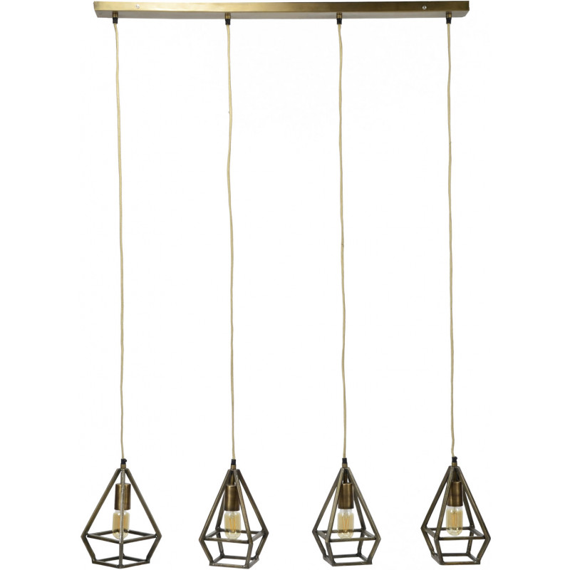 Lustre vintage en métal cuivré 4 lampes Victoria — vue 4