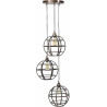 Suspension vintage en métal cuivré 3 globes Julia