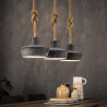 Suspension industrielle en métal gris 3 lampes Ø 28 cm Olivia