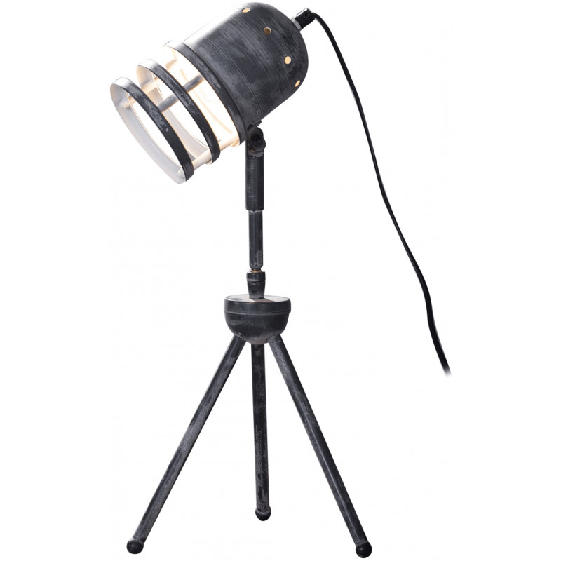 Lampe à poser industrielle sur trépied en métal gris ancien Margaux