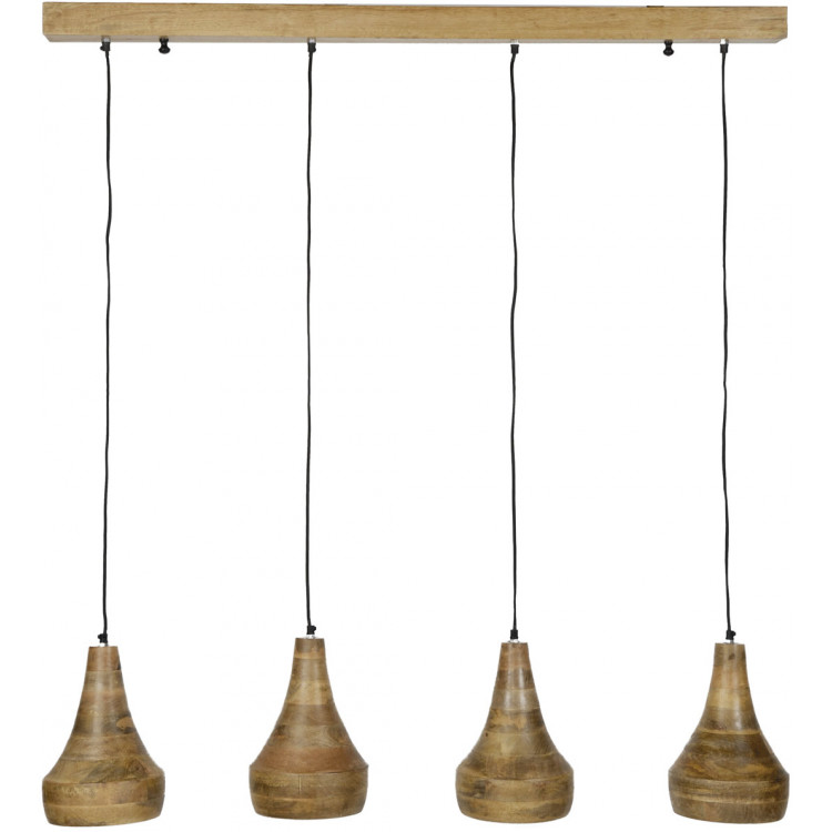 Suspension vintage en bois foncé 4 lampes Maëlys