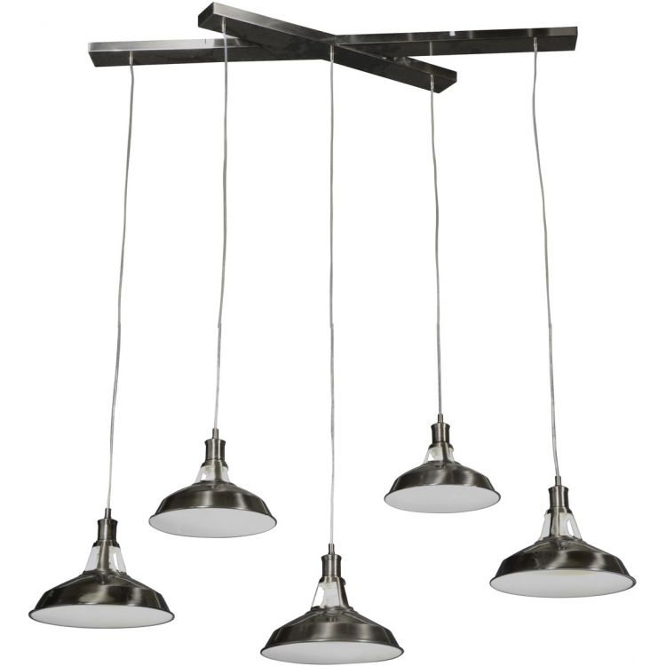 Suspension design en métal chromé 5 lampes Alicia