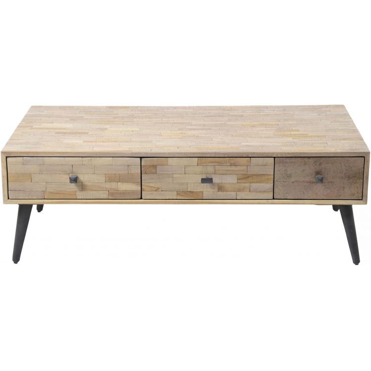 Table basse industrielle à 6 tiroirs en bois massif Geoffroy