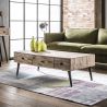Table basse industrielle à 6 tiroirs en bois massif Geoffroy
