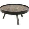 Table basse ronde industrielle en bois massif avec piétement métallique Barbara II