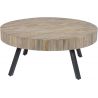 Table basse ronde industrielle en bois massif avec piétement métallique Barbara III