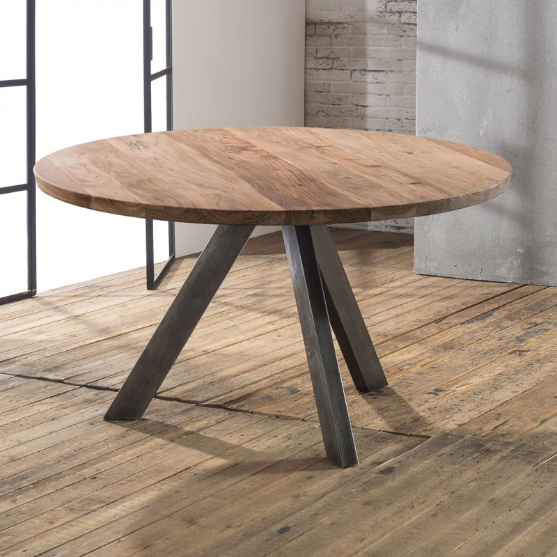 Table de salle à manger contemporaine ronde en bois Maud II Matelpro