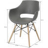Lot de 4 chaises design en PP avec piètement en bois Bertha