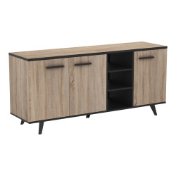 Buffet/bahut contemporain chêne brossé/noir mat James