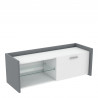 Meuble TV contemporain blanc mat/gris Teddy