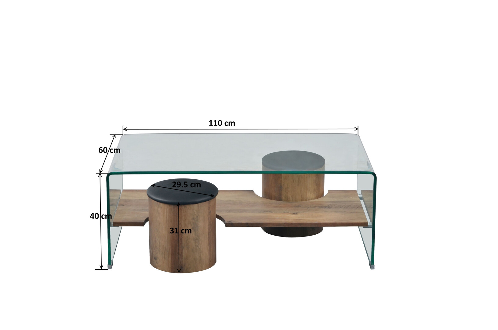 Table basse design verre et bois Luxor | Matelpro