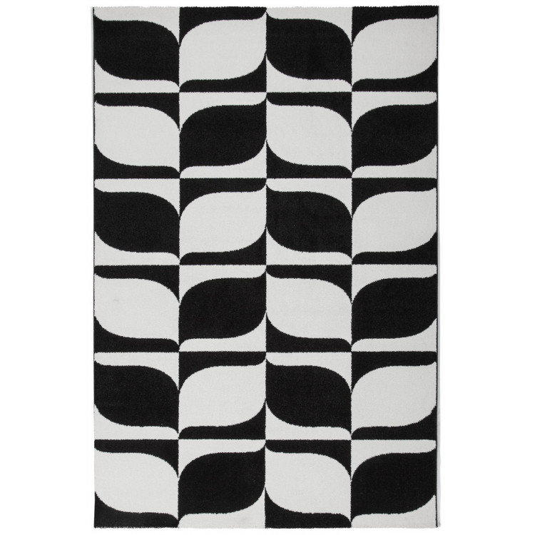 Tapis contemporain noir et blanc en polypropylène Milo
