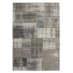 Tapis plat patchwork en coton et polyester argenté Mirage