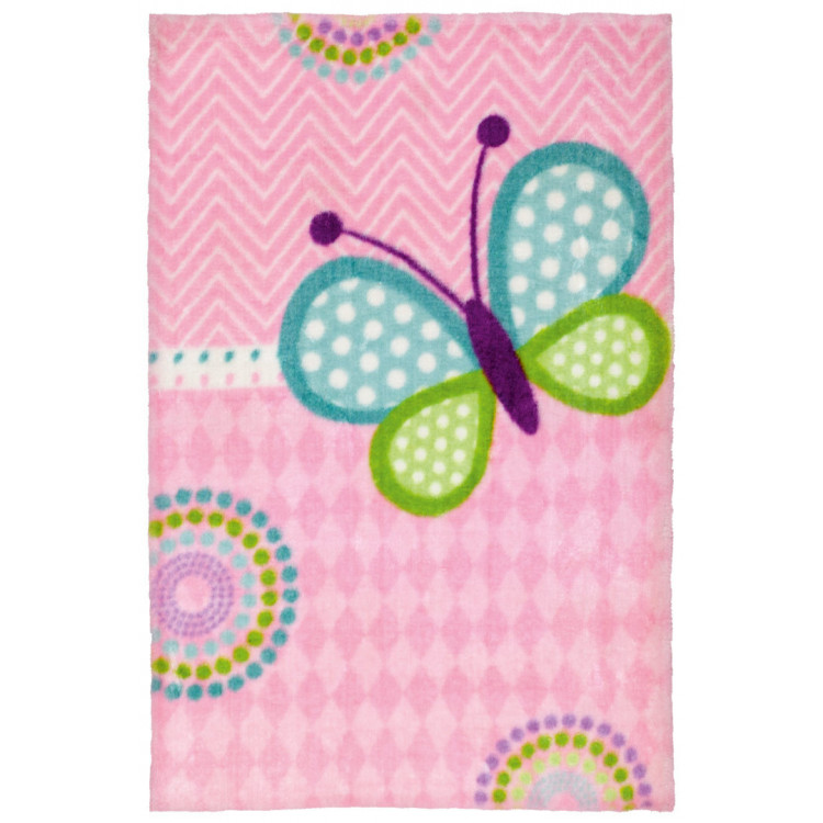 Tapis pour chambre de fille doux multicolore Butterfly