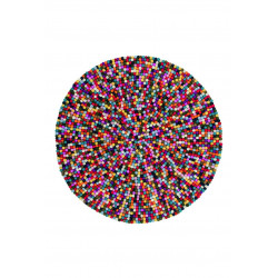 Tapis rond en laine feutrée fait main multicolore Chicago