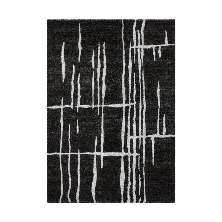 Tapis design pour salon noir à mèches courtes Turin Tapis design pour salon noir à mèches courtes Turin