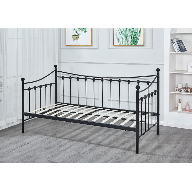 Lit banquette contemporain en métal noir Chlotilde