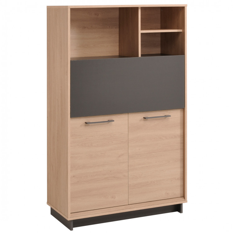 Vaisselier/argentier contemporain chêne clair/gris ombre Becca