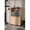 Vaisselier/argentier contemporain chêne clair/gris ombre Becca